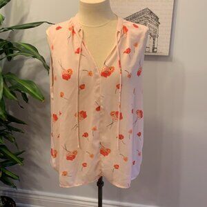 Joe Fresh Peach Floral Sleeveless Blouse